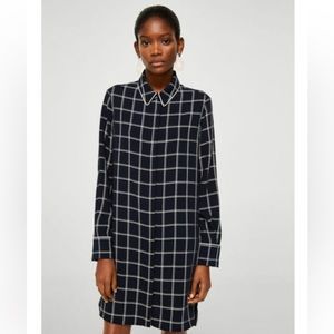 Mango Suit navy plaid dress size S